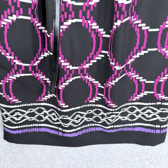 Cato Dress Womens Sz 8 Black Pink White Pockets Sleeveless Abstract Print Belt - Picture 6 of 16